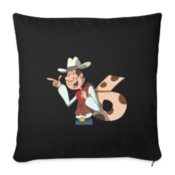 Cowboy children's birthday 6th birthday - Sofa pillowcase 17,3'' x 17,3'' (45 x 45 cm) - black - Front