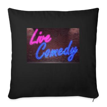 Leuchtreklame Live Comedy an Ziegelsteinmauer - Sofakissenbezug 45 x 45 cm - Schwarz - Vorne