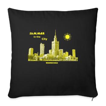Summer Warsaw City Warsaw Palace of Culture Poland - Sofa pillowcase 17,3'' x 17,3'' (45 x 45 cm) - black - Front