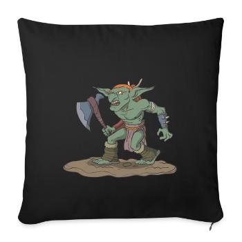 Tabletop role-playing figure goblin with ax - Sofa pillowcase 17,3'' x 17,3'' (45 x 45 cm) - black - Front
