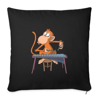 Monkey plays marimba xylophone - Sofa pillowcase 17,3'' x 17,3'' (45 x 45 cm) - black - Front