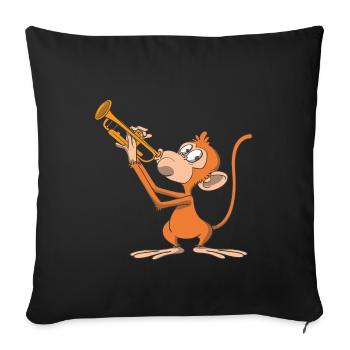 Monkey plays the trumpet - Sofa pillowcase 17,3'' x 17,3'' (45 x 45 cm) - black - Front