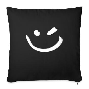 Sourire clin d'oeil blanc - Housse de coussin décorative 45 x 45 cm - noir - Devant