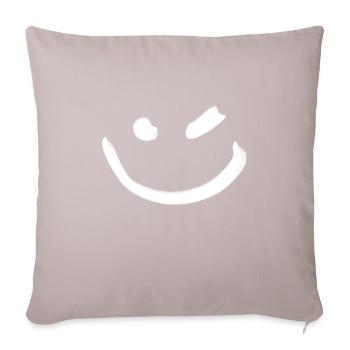 Smile Zwinkern Weiß - Sofakissenbezug 45 x 45 cm - helles Taupe - Vorne
