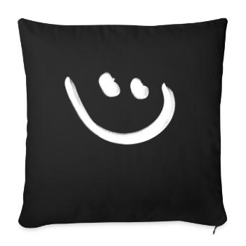 Smile happy white - Sofa pillowcase 17,3'' x 17,3'' (45 x 45 cm) - black - Front