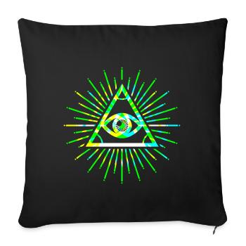 Illuminati tout voir oeil vert 3d - Housse de coussin décorative 45 x 45 cm - noir - Devant