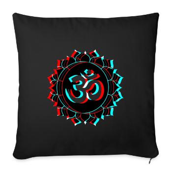 Om Goa 3d Effect Schriftzug Lotus Blume - Sofakissenbezug 45 x 45 cm - Schwarz - Vorne