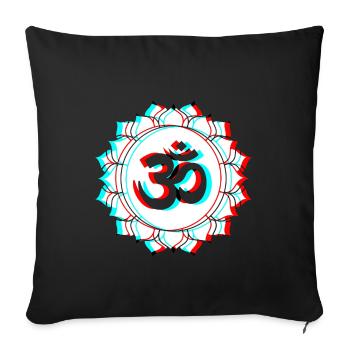 Om Goa 3d Effect Schriftzug Lotus Blume - Sofakissenbezug 45 x 45 cm - Schwarz - Vorne