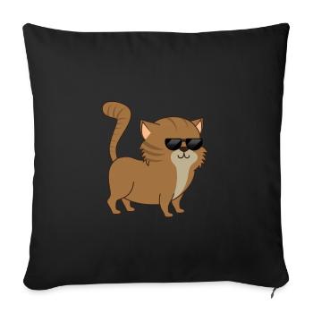 Cool Cat cool cat Cute cat with sunglasses - Sofa pillowcase 17,3'' x 17,3'' (45 x 45 cm) - black - Front