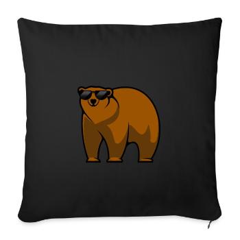 Brown bear bear with sunglasses - Sofa pillowcase 17,3'' x 17,3'' (45 x 45 cm) - black - Front