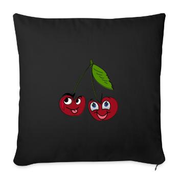 Lustige Kirschen mit Gesicht Cartoon Style - Sofakissenbezug 45 x 45 cm - Schwarz - Vorne
