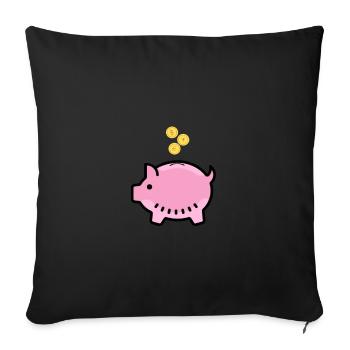 Sparschwein mit Euro, Yen und Bitcoin - Sofakissenbezug 45 x 45 cm - Schwarz - Vorne