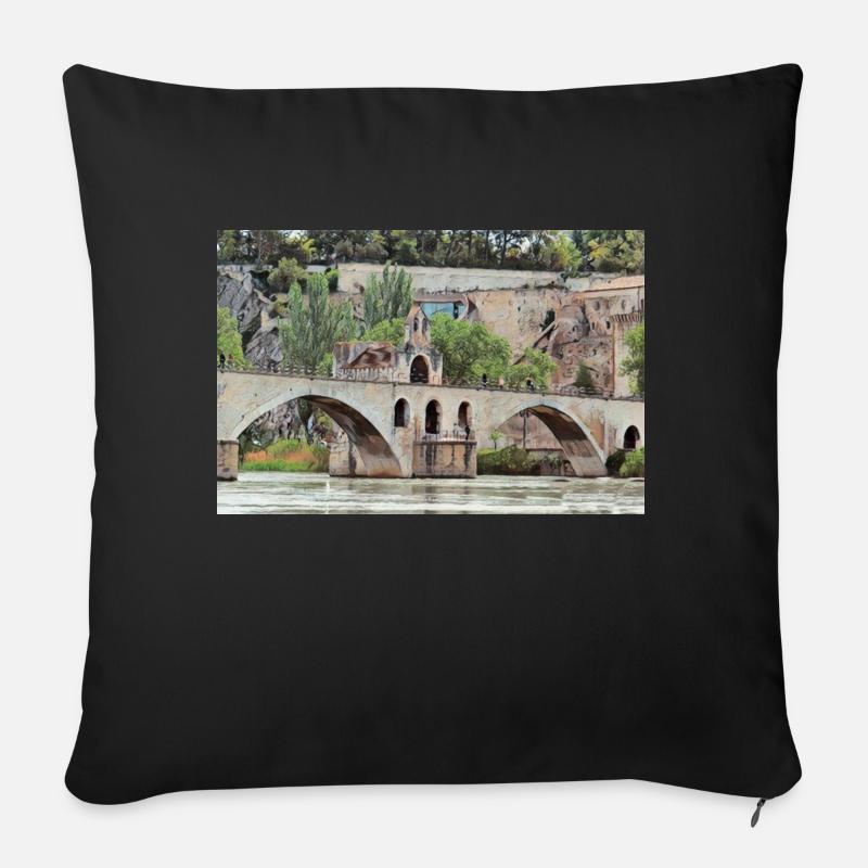 die Brücke von Avignon - Sofakissenbezug 45 x 45 cm - Schwarz