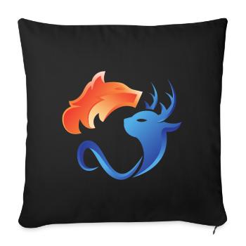 Feu et eau, contraires, renard, cerf - Housse de coussin décorative 45 x 45 cm - noir - Devant