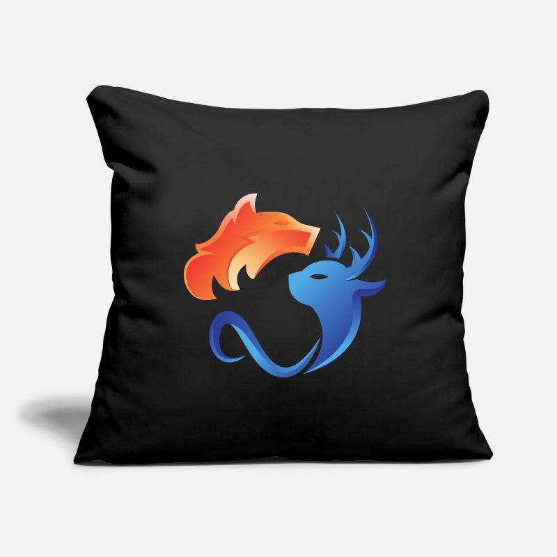 Feu et eau, contraires, renard, cerf Housse de coussin décorative 45 x 45 cm