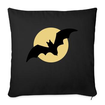 Flying bat moon - Sofa pillowcase 17,3'' x 17,3'' (45 x 45 cm) - black - Front