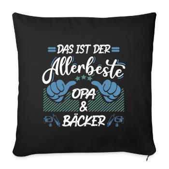 Bester Opa und Bäcker - Sofakissenbezug 45 x 45 cm - Schwarz - Vorne