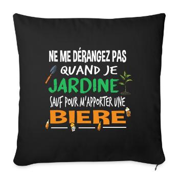 Jardiner Jardinage Bière Alcool Humour Cadeau Rhum - Housse de coussin décorative 45 x 45 cm - noir - Devant