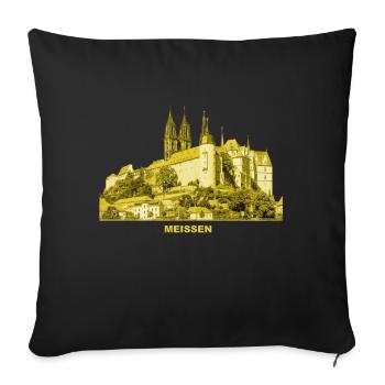 Meissen Castle Saxony porcelain Böttger Elbe wine - Sofa pillowcase 17,3'' x 17,3'' (45 x 45 cm) - black - Front