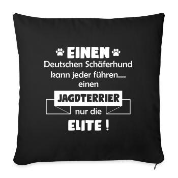 Deutscher Jagdterrier Tshirt - Jagdterrier Hund - Sofakissenbezug 45 x 45 cm - Schwarz - Vorne