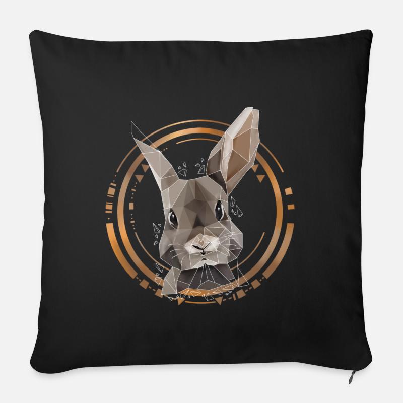 Cool Lapin Low Poly Design | Géométrique, triangle - Housse de coussin décorative 45 x 45 cm - noir