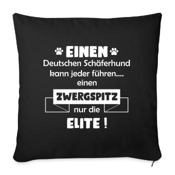 Zwergspitz Tshirt - Zwergspitz Hund Shirt - Sofakissenbezug 45 x 45 cm - Schwarz - Vorne