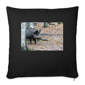 Wild boar (in german Wildschwein) Sus scrofa - Sofakissenbezug 45 x 45 cm - Schwarz - Vorne