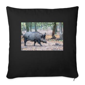 Wild boar (in german Wildschwein) Sus scrofa - Sofakissenbezug 45 x 45 cm - Schwarz - Vorne