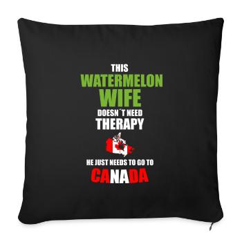 Pastèque épouse Canada - Housse de coussin décorative 45 x 45 cm - noir - Devant
