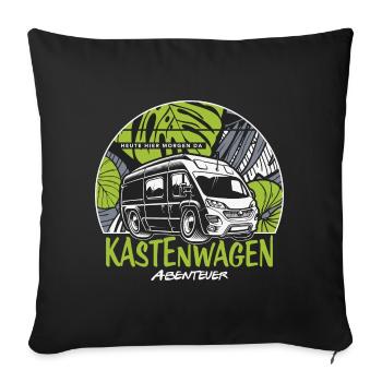 Aventure en camionnette - Housse de coussin décorative 45 x 45 cm - noir - Devant
