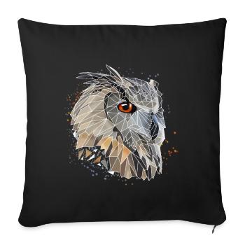 Coole Low Poly Eule | Geometrisch | Dreiecke - Sofakissenbezug 45 x 45 cm - Schwarz - Vorne