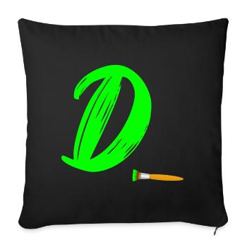 brush green d - Sofa pillowcase 17,3'' x 17,3'' (45 x 45 cm) - black - Front