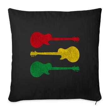 Guitars with reggae colors in vintage grunge style - Sofa pillowcase 17,3'' x 17,3'' (45 x 45 cm) - black - Front