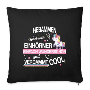 Hebamme Hebammen Entbindungspflegerin Beruf Spruch - Sofakissenbezug 45 x 45 cm - Schwarz - Vorne