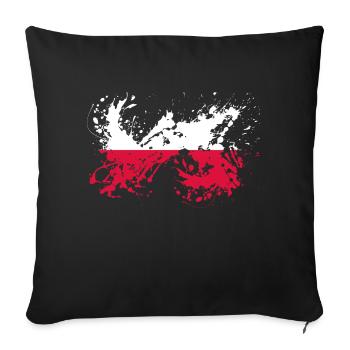 Pologne Drapeau polonais Drapeau Taches de couleur - Housse de coussin décorative 45 x 45 cm - noir - Devant