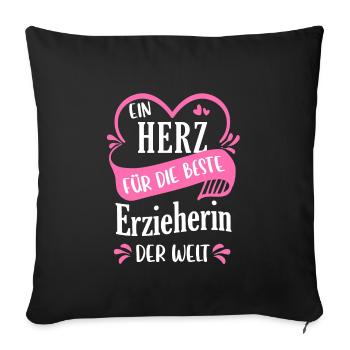 Erzieher Erzieherin Kindergärtner Spruch Beruf - Sofakissenbezug 45 x 45 cm - Schwarz - Vorne
