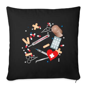 First aid kit, first aid kit or medicine cabinet - Sofa pillowcase 17,3'' x 17,3'' (45 x 45 cm) - black - Front