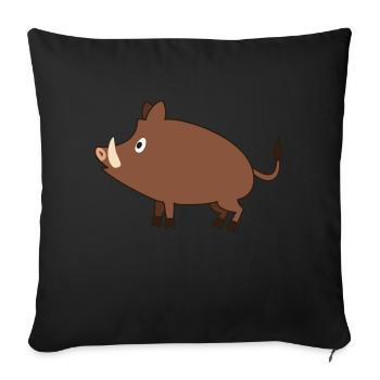 wild boar - Sofa pillowcase 17,3'' x 17,3'' (45 x 45 cm) - black - Front