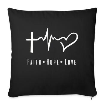 faith hope love - Sofa pillowcase 17,3'' x 17,3'' (45 x 45 cm) - black - Front