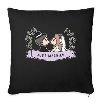 Just Married Wedding - Sofa pillowcase 17,3'' x 17,3'' (45 x 45 cm) - black - Front