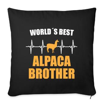 Alpaga frère Battement de coeur - Housse de coussin décorative 45 x 45 cm - noir - Devant