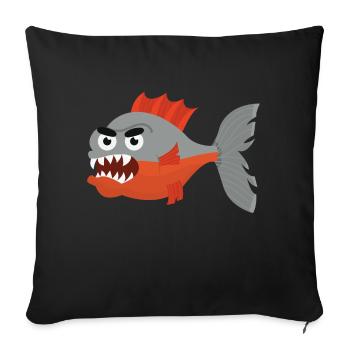 Piranha - Housse de coussin décorative 45 x 45 cm - noir - Devant