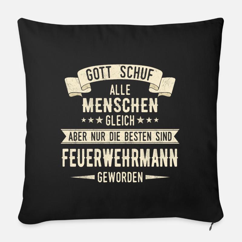 Feuerwehrmann Feuerwehr Notruf 112 Beruf Spruch - Sofakissenbezug 45 x 45 cm - Schwarz