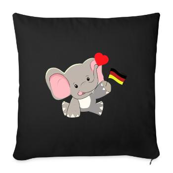 Drapeau allemand Pays Enfants Éléphant - Housse de coussin décorative 45 x 45 cm - noir - Devant