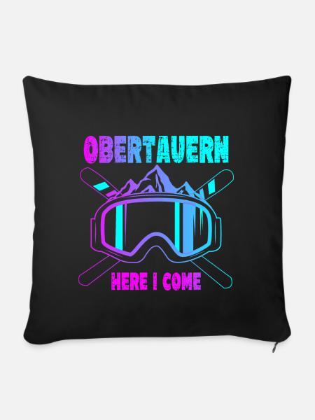 Obertauern Ski Sknowboard - Sofakissenbezug 45 x 45 cm - Schwarz