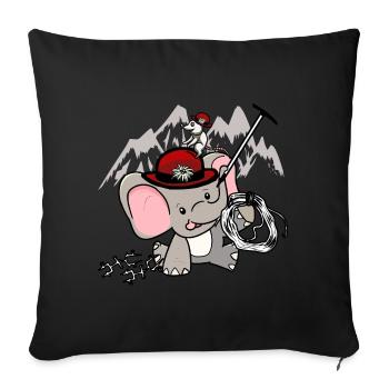 Tyrolean elephant mountaineers climb mouse Alps - Sofa pillowcase 17,3'' x 17,3'' (45 x 45 cm) - black - Front