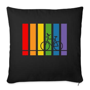 Rainbow Bike - Sofa pillowcase 17,3'' x 17,3'' (45 x 45 cm) - black - Front