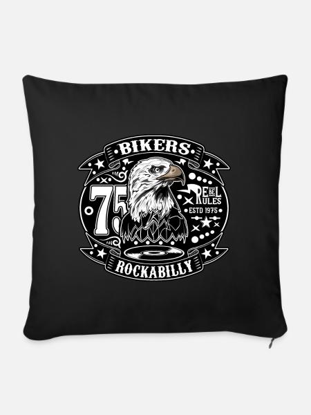 Rockabilly Vintage Rocker 1975 Biker 70er - Sofakissenbezug 45 x 45 cm - Schwarz