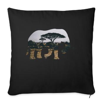 Elephant Savannah Silhouette - Sofa pillowcase 17,3'' x 17,3'' (45 x 45 cm) - black - Front