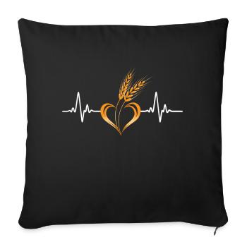 Aimer les céréales avec la fréquence cardiaque - Housse de coussin décorative 45 x 45 cm - noir - Devant